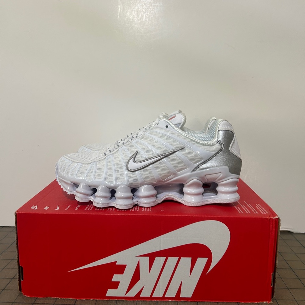 Nike Shox TL ‘White Metallic Silver Max Orange’ Womens - Picture 1 of 6